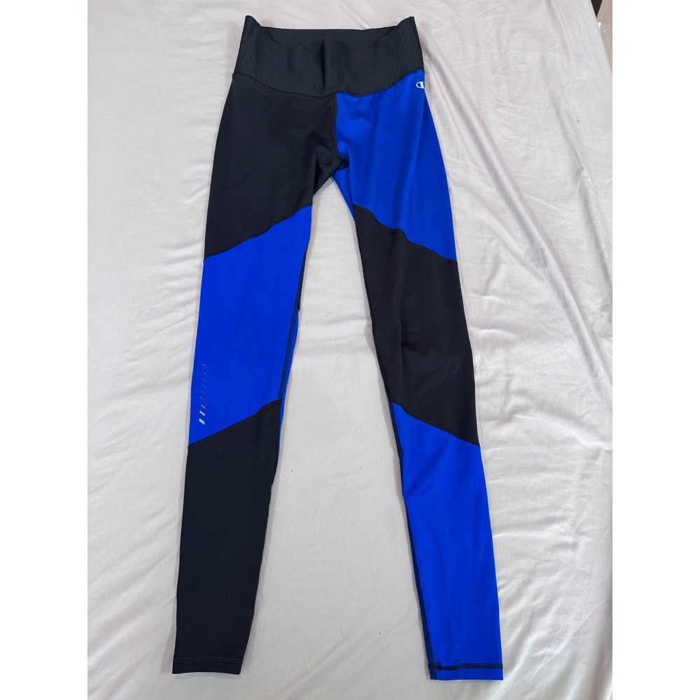 Champion Power Flex Colorblock Performance Leggings S Blue Black Activewear